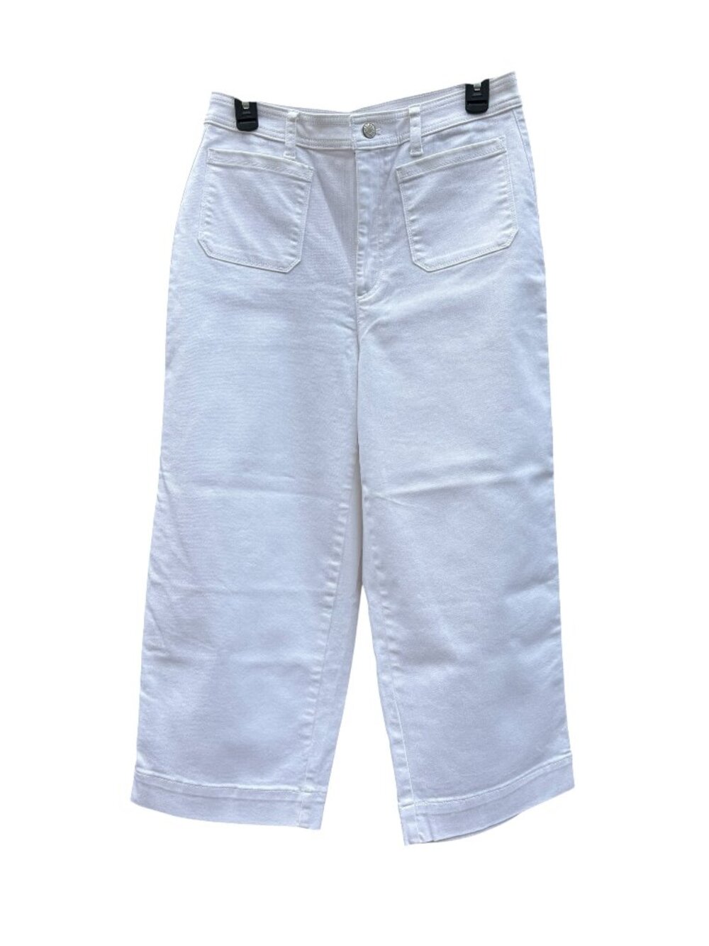 Talbots White Curvy High-Waist Wide-Leg Crop Jeans Womens Size 8